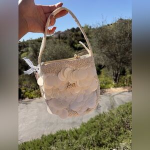 Viral TJ maxx  Floral Sequin White Cream Bag Beaded Embellished